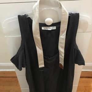 Sophomore Dress with Cut Out Shoulders and Belt